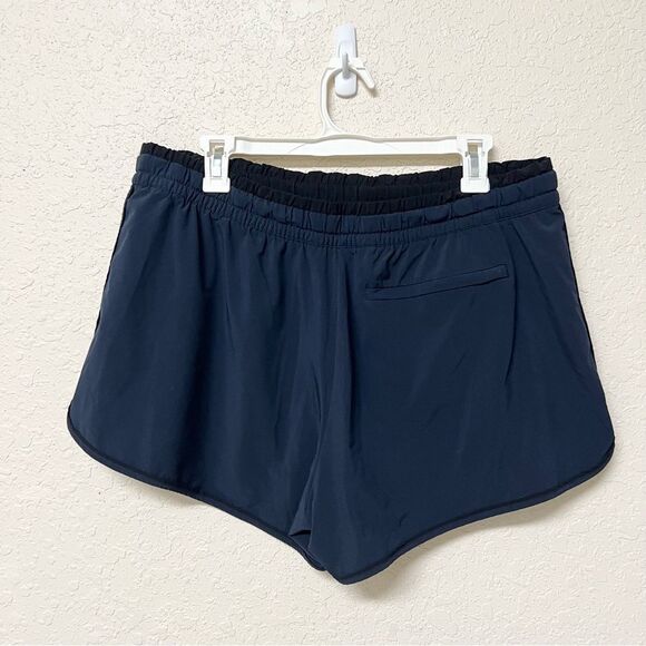 Athleta Colorblocked Shorts Navy Black Drawstring Size 16 Stretch - Picture 3 of 5